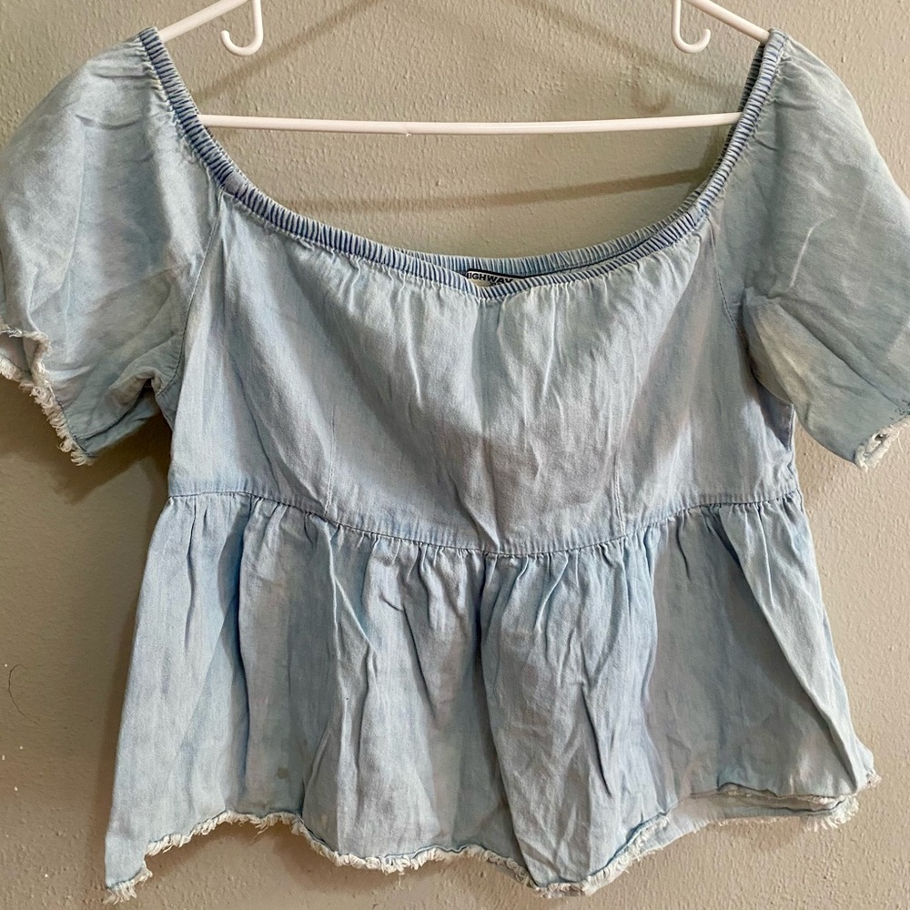 Highway Jeans Light Blue Off-Shoulder Women's Top